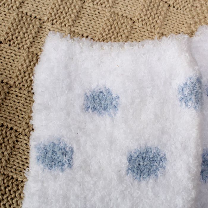 Носки махровые "Горошек", размер 19-25, цвет белый/голубой