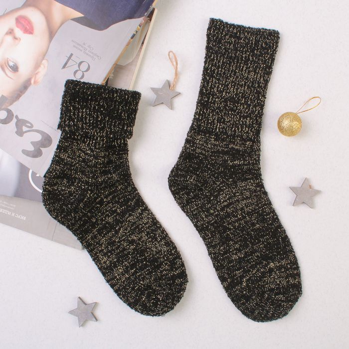 Носки женские с люрексом "Чёрное золото", размер 23-25, цвет серебристый