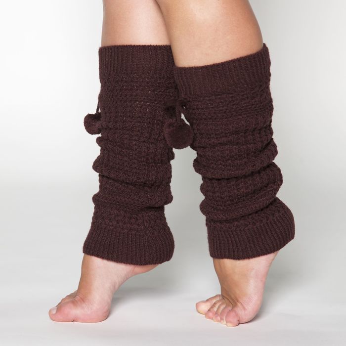 Гетры женские с помпонами, длина 40 см, цвет коричневый