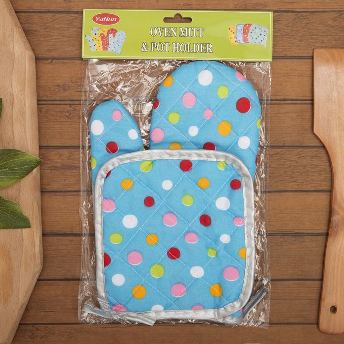 Набор 2 пр.Красный горох, прихватка 16*16 см, варежка 17*27 см с тефлоновым покрытием