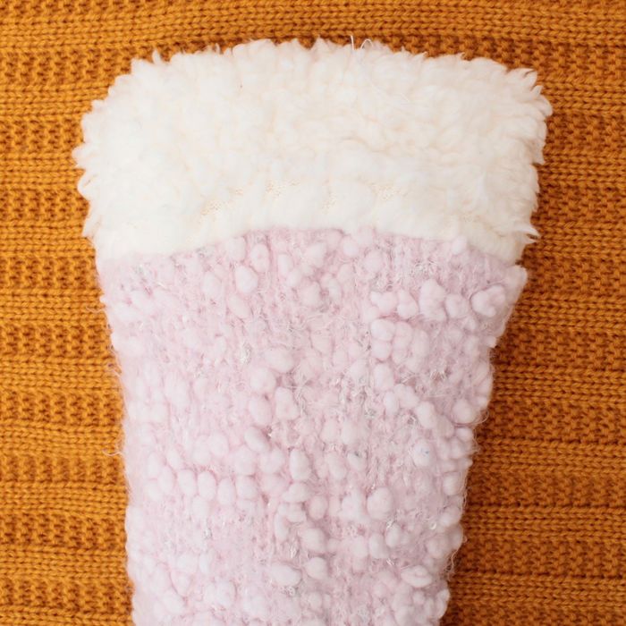 Носки высокие тёплые с пайетками "Праздник", размер 23-25, цвет розовый