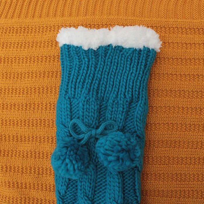 Носки высокие тёплые "Вязка", размер 23-25, цвет бирюзовый