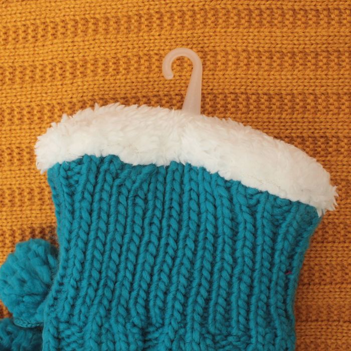 Носки высокие тёплые "Вязка", размер 23-25, цвет бирюзовый