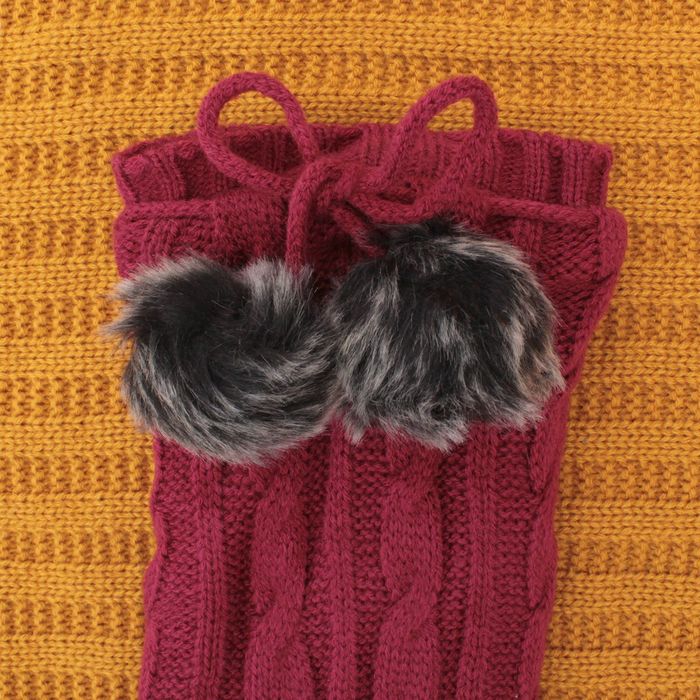 Носки высокие утеплённые, размер 23-25, цвет бордовый