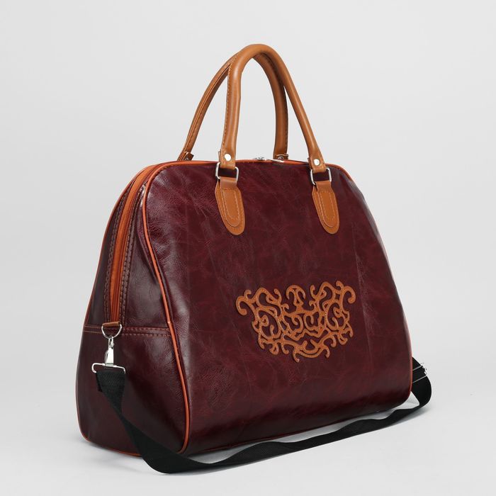 Сумка дорожная на молнии, 1 отдел, длинный ремень, цвет рыжий