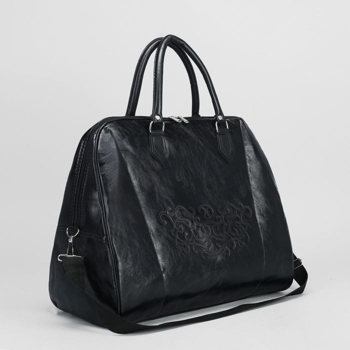 Сумка дорожная на молнии, 1 отдел, длинный ремень, цвет чёрный