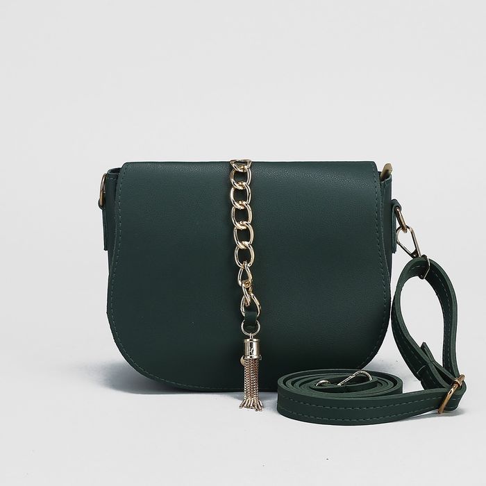 Сумка женская, отдел на клапане, наружный карман, регулируемый ремень, цвет зелёный