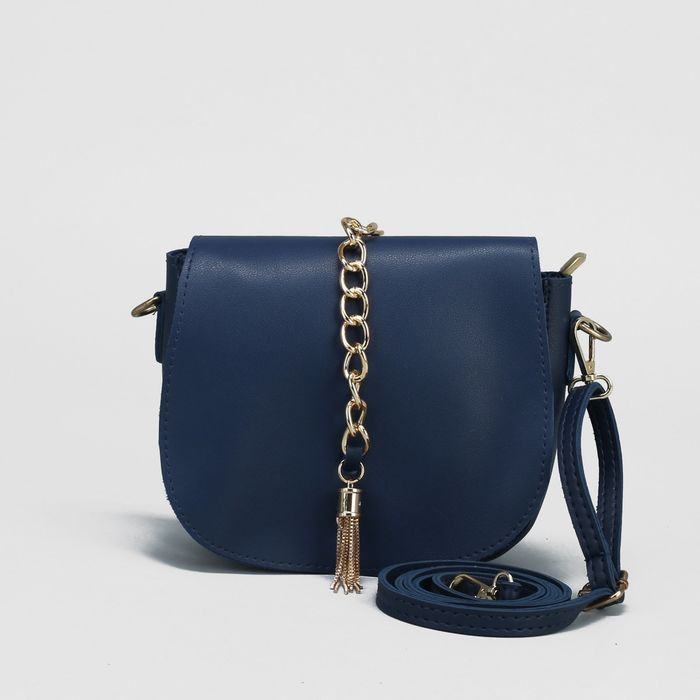 Сумка женская, отдел на клапане, наружный карман, регулируемый ремень, цвет синий
