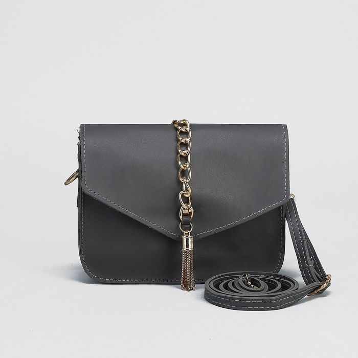 Сумка женская, отдел на клапане, наружный карман, регулируемый ремень, цвет тёмно-серый