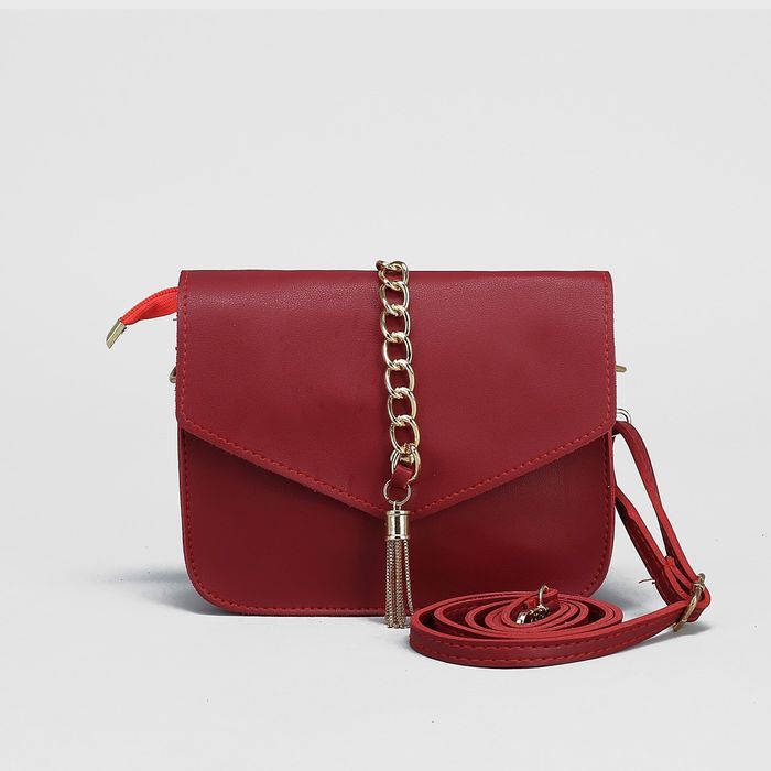 Сумка женская, отдел на клапане, наружный карман, регулируемый ремень, цвет тёмно-красный