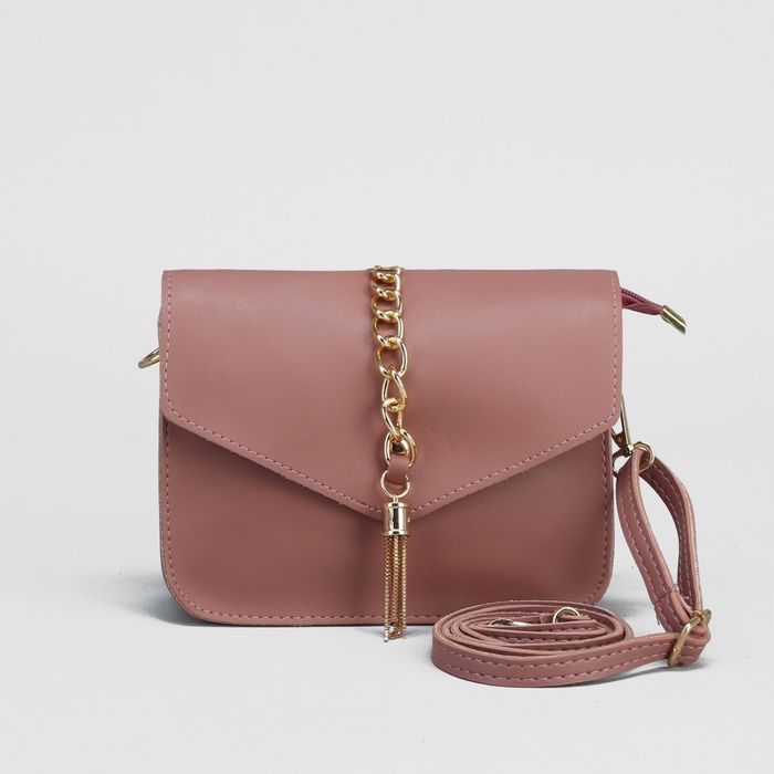 Сумка женская на клапане, 1 отдел, наружный карман, регулируемый ремень, цвет пудра