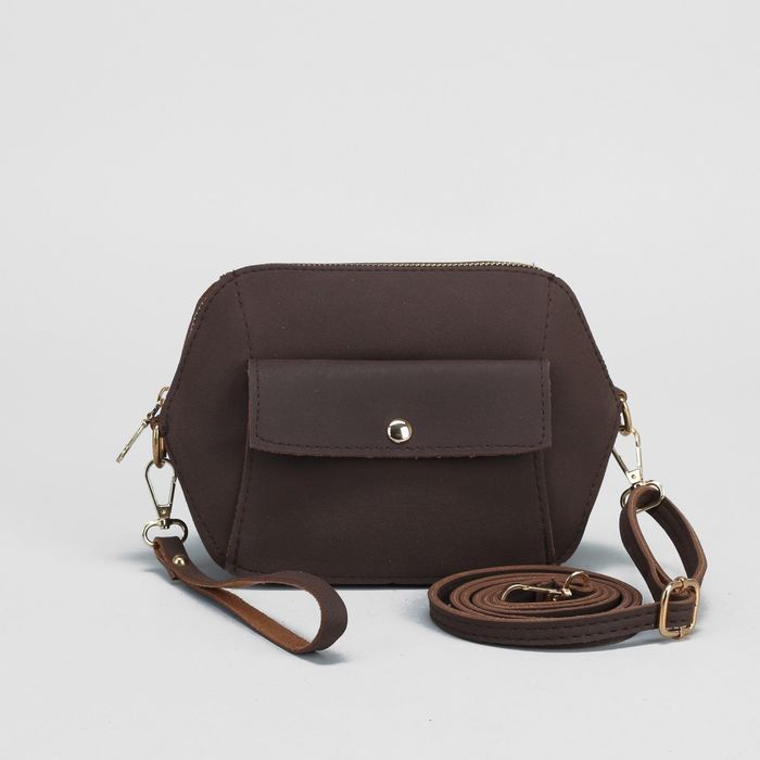Сумка женская, отдел на молнии, наружный карман, регулируемый ремень, цвет кофейный