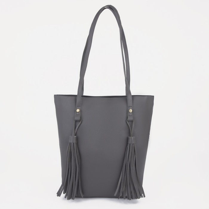 Сумка женская, отдел на молнии, наружный карман, цвет серый