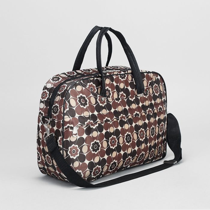 Сумка дорожная на молнии, 1 отдел, наружный карман, длинный ремень, цвет коричневый