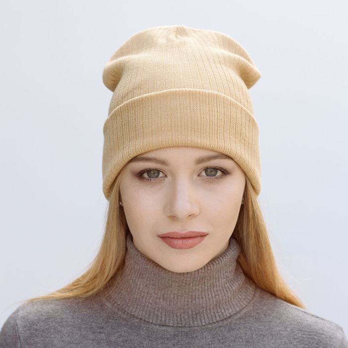 Шапка женская &quot;САНДЕЙW&quot; демисезонная, размер 56-58, 50% шерсть, 50% акрил, цвет бежевый 8090   26951