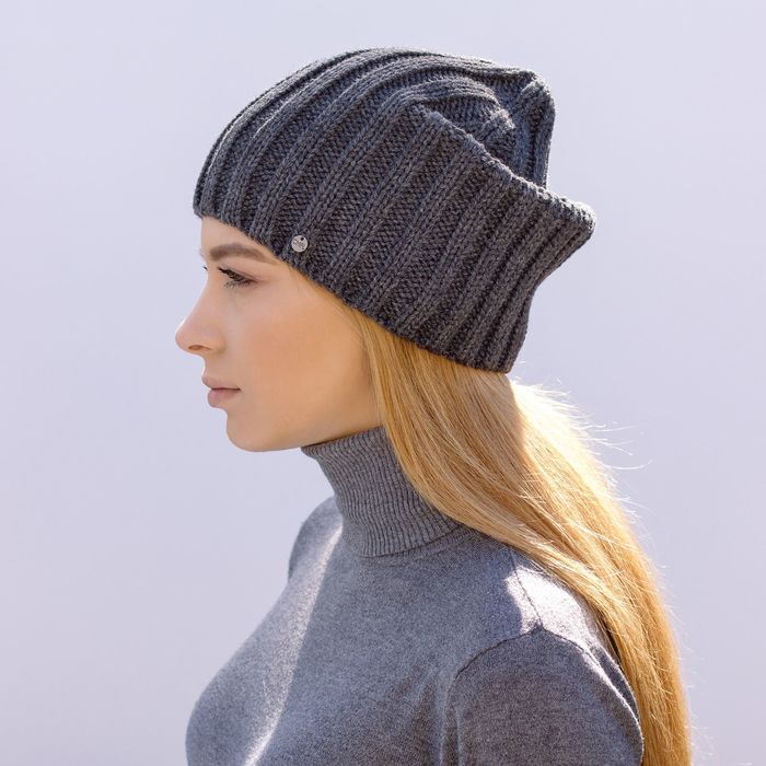 Шапка женская "ШЕЙКW" демисезонная, размер 56-58, 50% шерсть, 50% акрил, цвет серый 809104