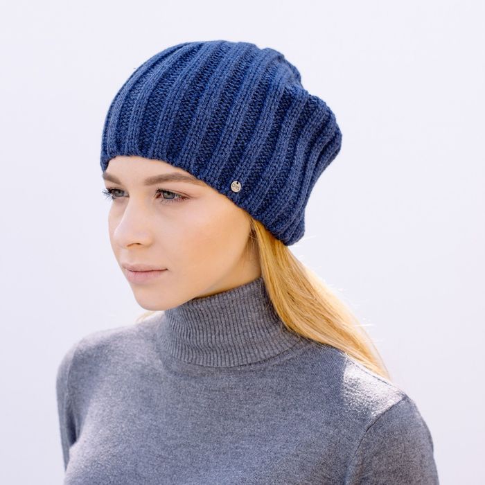 Шапка женская "ШЕЙКW" демисезонная, размер 56-58, 50% шерсть, 50% акрил, цвет джинс 809109