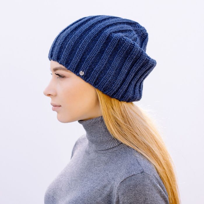 Шапка женская "ШЕЙКW" демисезонная, размер 56-58, 50% шерсть, 50% акрил, цвет джинс 809109