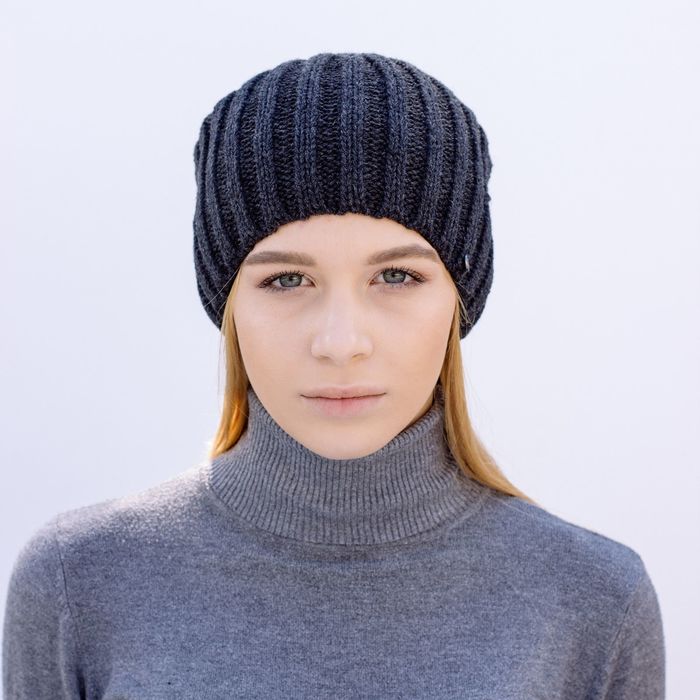 Шапка женская &quot;ШЕЙКW&quot; демисезонная, размер 56-58, 50% шерсть, 50% акрил, цвет темно-серый 80   26951