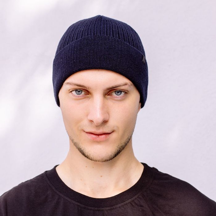 Шапка мужская "АРНО" демисезонная, размер 56-58, 50% шерсть, 50% акрил, цвет темно-синий 809 26951