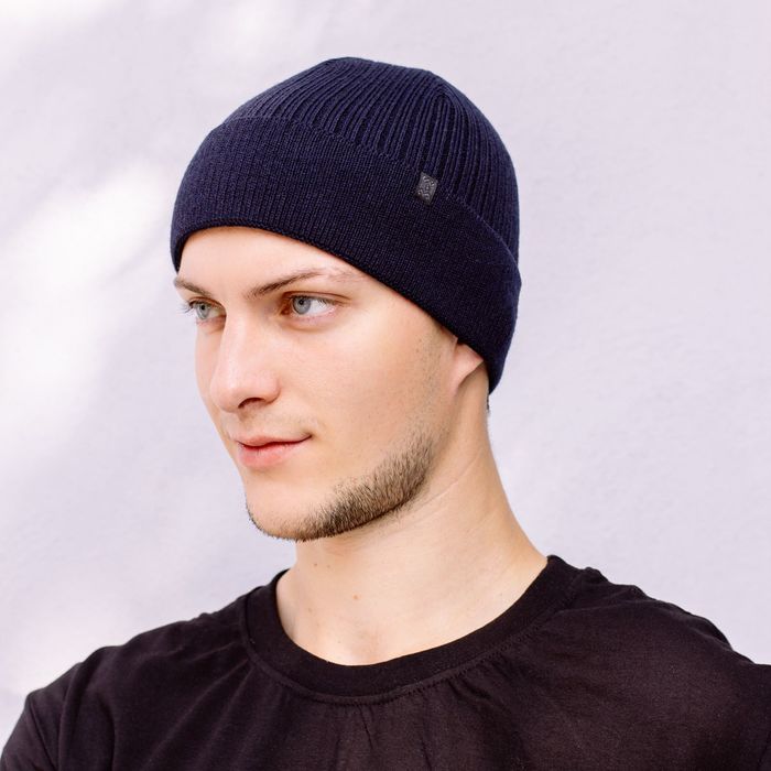 Шапка мужская "АРНО" демисезонная, размер 56-58, 50% шерсть, 50% акрил, цвет темно-синий 809 26951