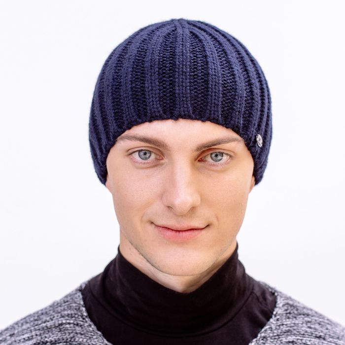 Шапка мужская "РОЙ" демисезонная, размер 56-58, 50% шерсть, 50% акрил, цвет темно-синий 8097 26951