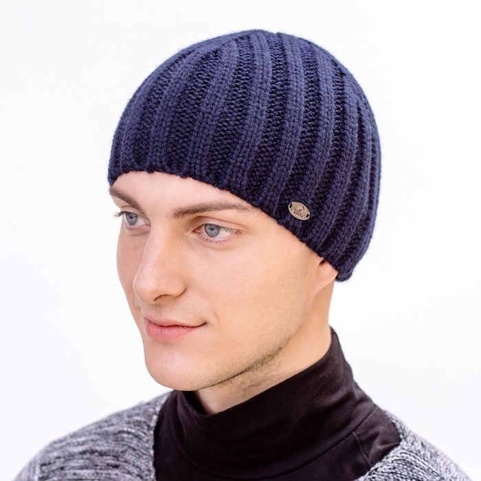 Шапка мужская "РОЙ" демисезонная, размер 56-58, 50% шерсть, 50% акрил, цвет темно-синий 8097 26951