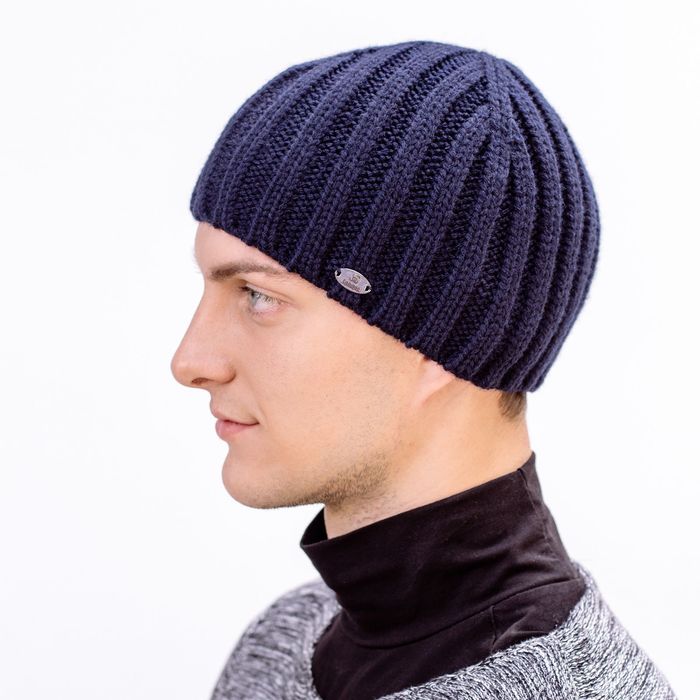 Шапка мужская "РОЙ" демисезонная, размер 56-58, 50% шерсть, 50% акрил, цвет темно-синий 8097 26951