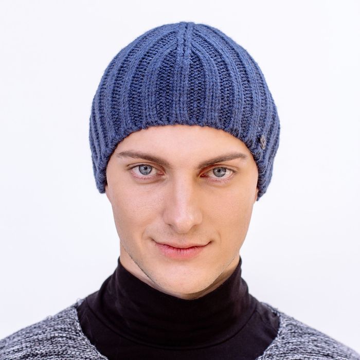 Шапка мужская "РОЙ" демисезонная, размер 56-58, 50% шерсть, 50% акрил, цвет джинс 809709