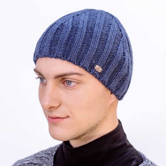 Шапка мужская "РОЙ" демисезонная, размер 56-58, 50% шерсть, 50% акрил, цвет джинс 809709