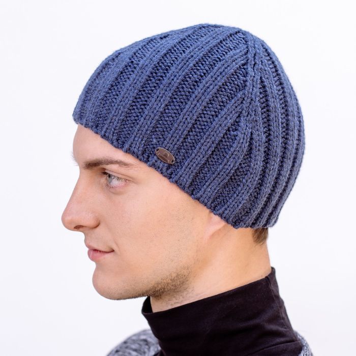Шапка мужская "РОЙ" демисезонная, размер 56-58, 50% шерсть, 50% акрил, цвет джинс 809709