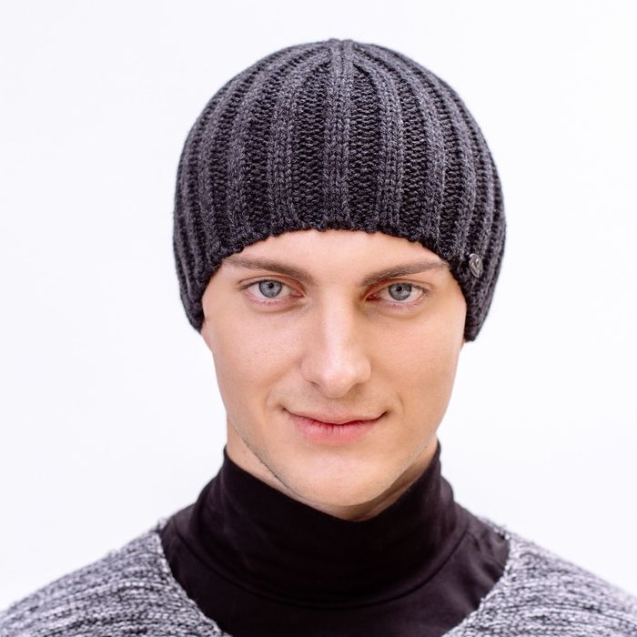 Шапка мужская "РОЙ" демисезонная, размер 56-58, 50% шерсть, 50% акрил, цвет темно-серый 8097 26951