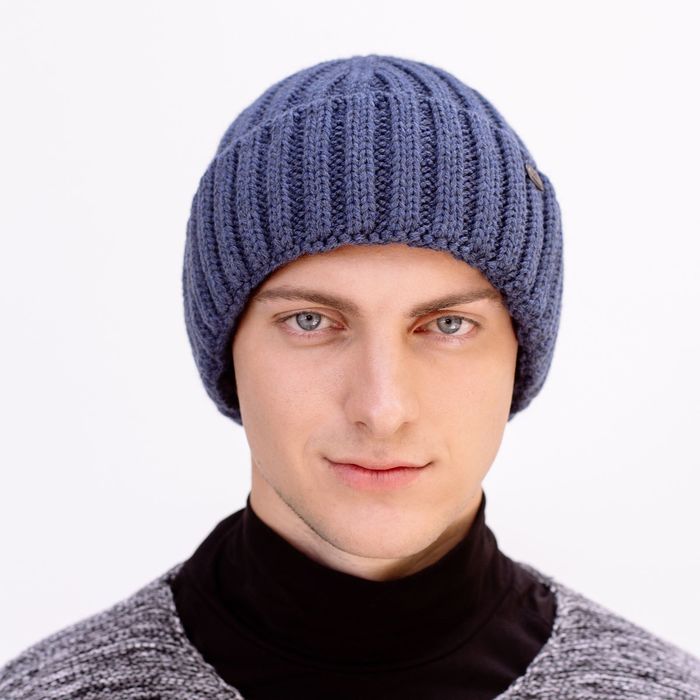 Шапка мужская "СЭМ" демисезонная 809809 цвет джинс, р-р 56-58