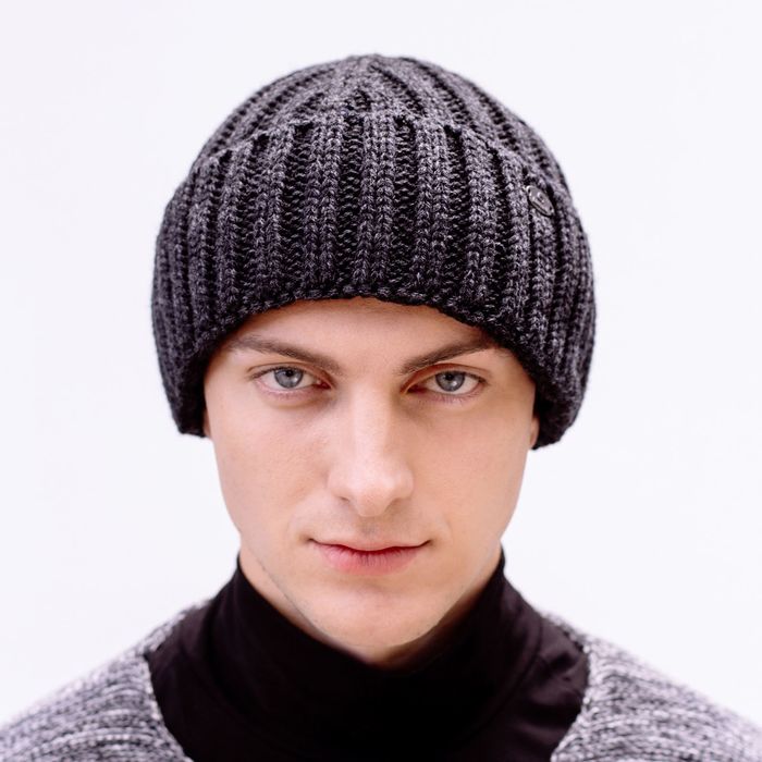 Шапка мужская "СЭМ" демисезонная 809805 цвет тёмно-серый, р-р 56-58