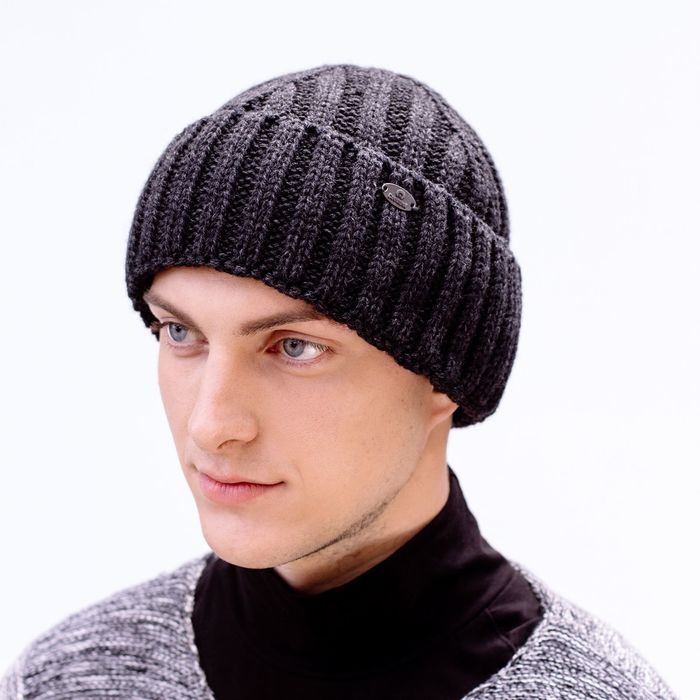 Шапка мужская "СЭМ" демисезонная 809805 цвет тёмно-серый, р-р 56-58