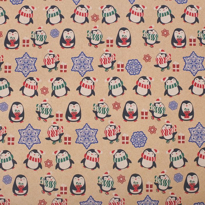 Бумага упаковочная крафтовая «Пингвинчик», 50 × 70 см