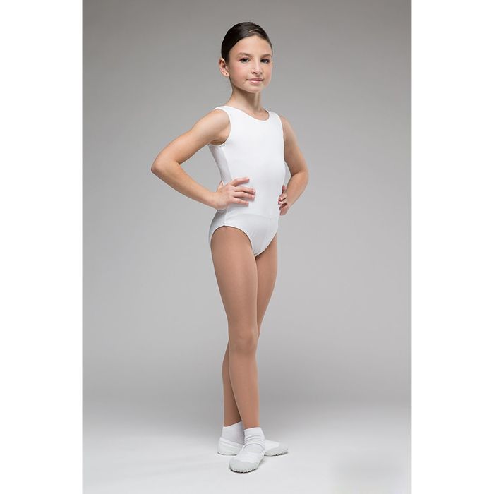 Купальник гимнастический "Репетиция", на широких лямках, размер 26, цвет белый