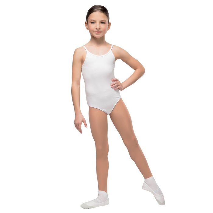 Купальник гимнастический"Адажио", без рукавов, размер 26, цвет белый