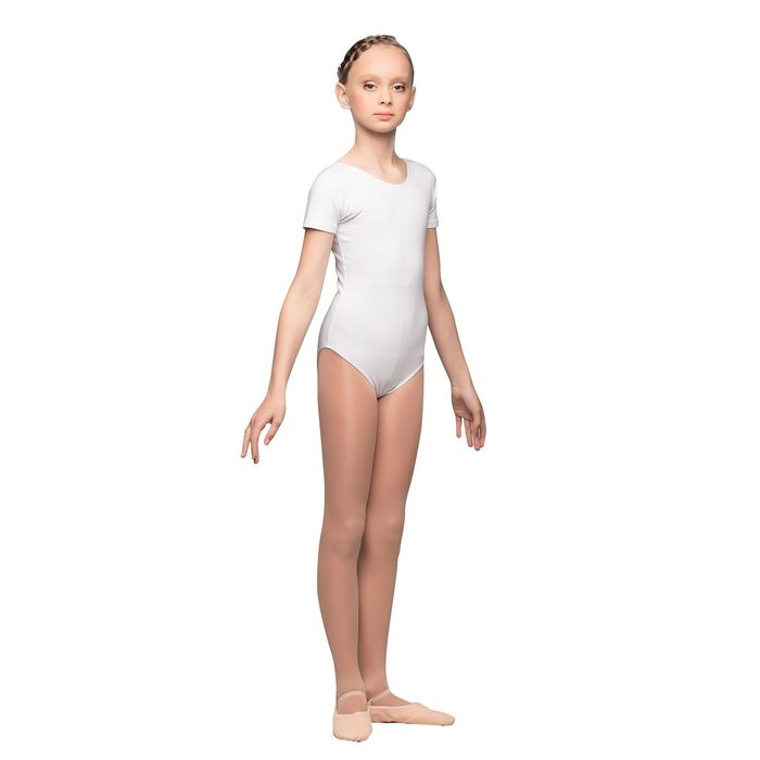 Костюм гимнастический "Мастер-класс-Лайт", с коротким рукавом, размер 30, цвет белый