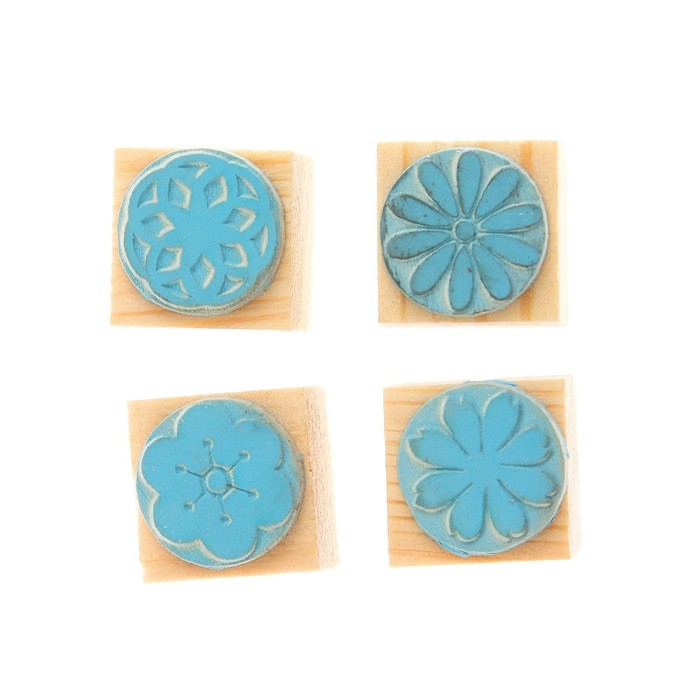 Штамп "Набор цветочков" резина, набор 4 шт, 4х4 см (ШТ-340)