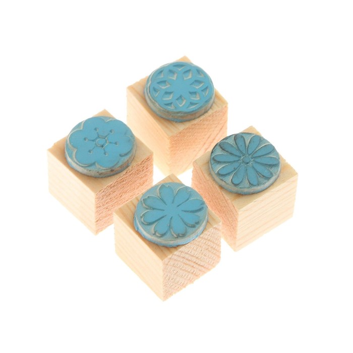 Штамп "Набор цветочков" резина, набор 4 шт, 4х4 см (ШТ-340)