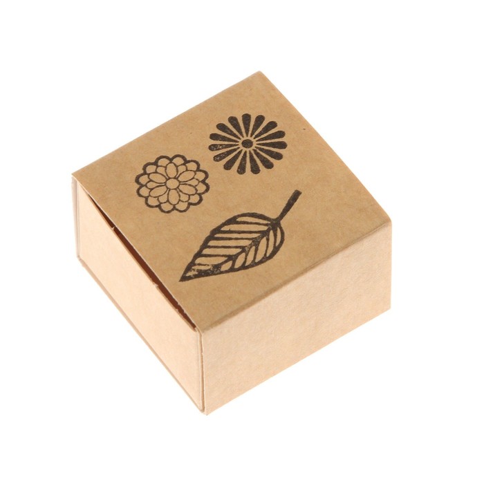 Штамп "Листок и цветы" резина, набор 3 шт, 4х4 см (ШТ-313)