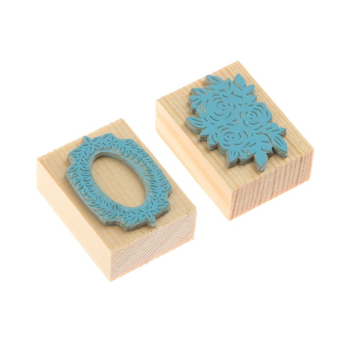 Штамп "Рамка и букет роз" резина, набор 2 шт, 4х6 см (ШТ-255)