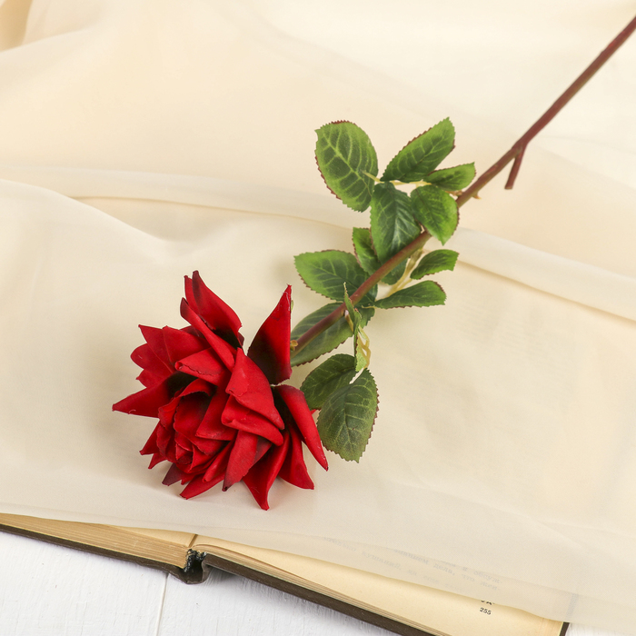 Цветок искусственный "Роза Стар" 9*56 см, бордовая