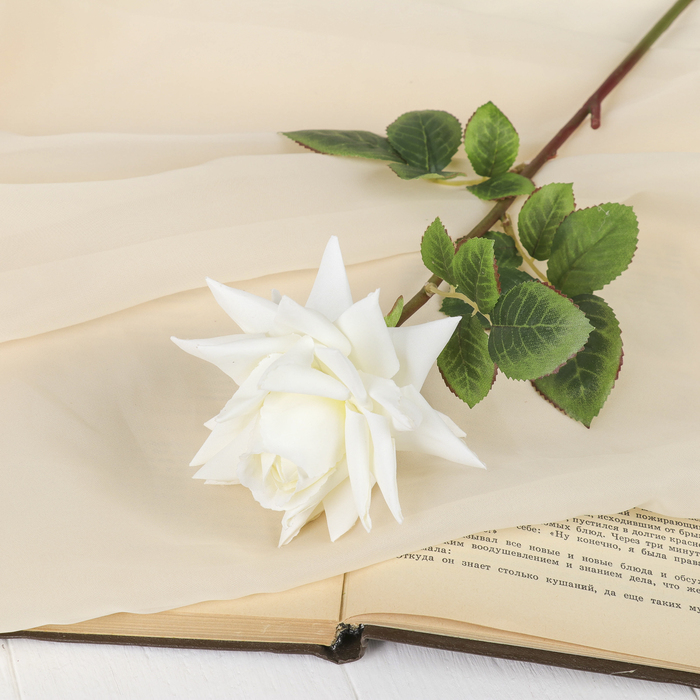 Цветок искусственный "Роза Стар" 9*56 см, белая