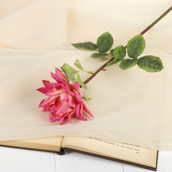 Цветок искусственный "Роза Стар" 9*56 см, розовая