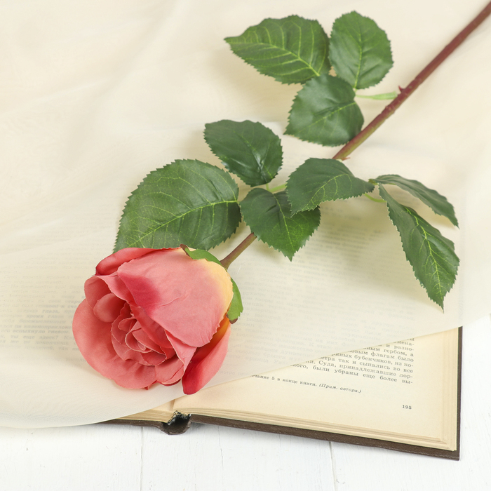 Цветок искусственный "Роза Мюнх" 9*7*60 см, оранжевая