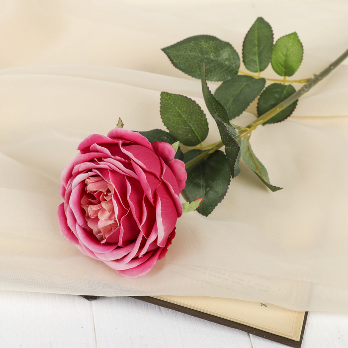 Цветок искусственный "Роза Пилгрим" 9*10*60 см, малиновая