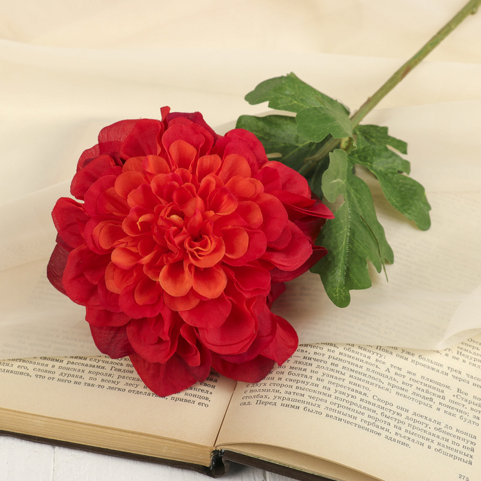 Цветок искусственный "Георгин Сан Мартин" 13*73 см, красный