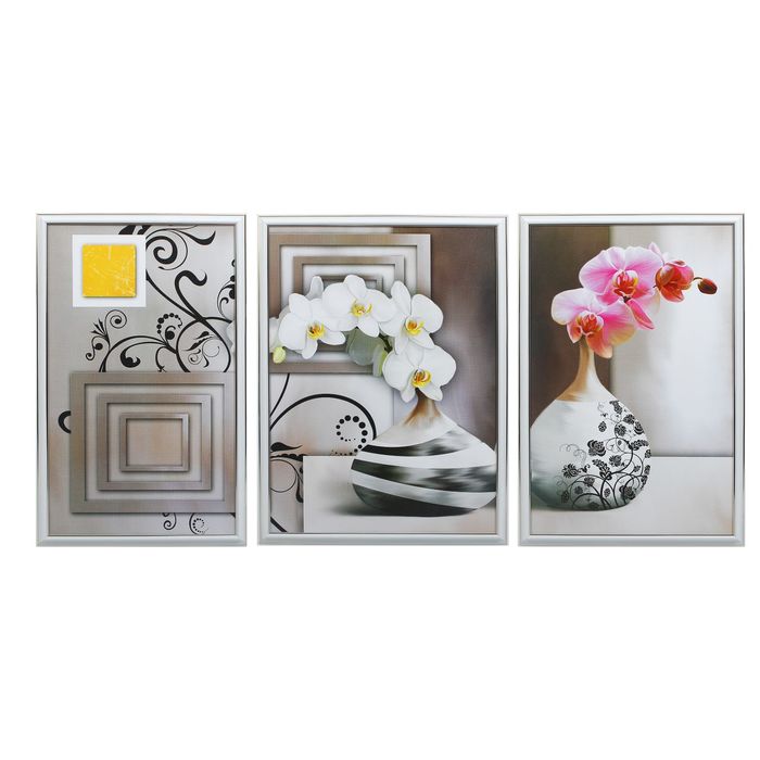 Модульная картина в раме "Веточки орхидеи"